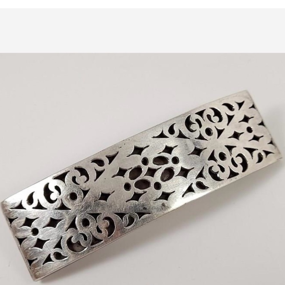 Vintage Sterling Silver French Hair Barrette - Picture 3 of 16